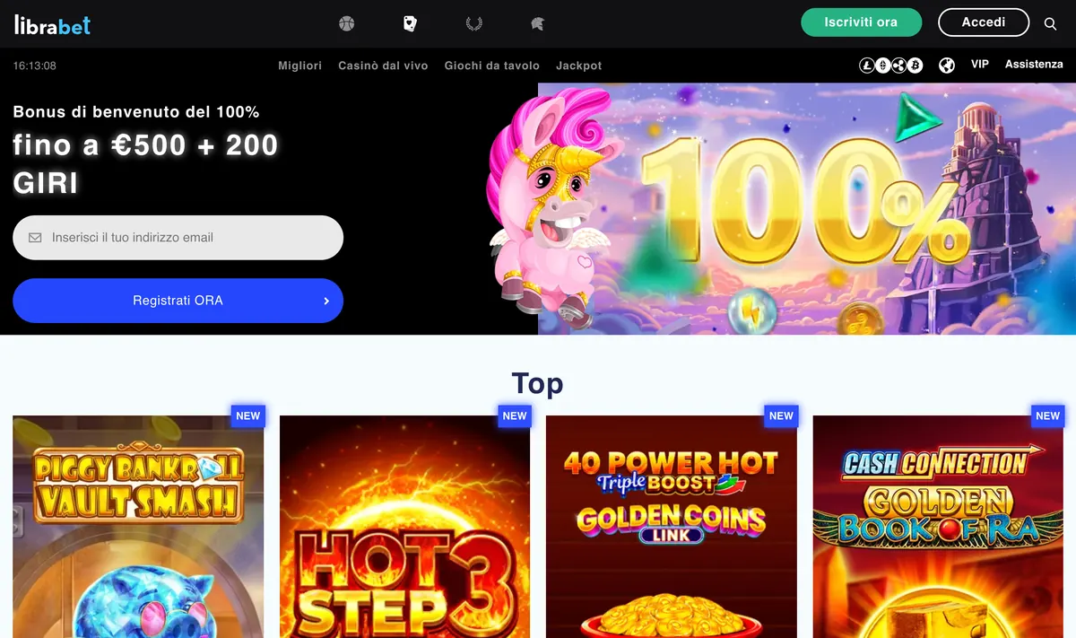 Librabet casinò: bonus e slot in evidenza Casinò di Librabet: bonus di benvenuto del 100% fino a 500 € più 200 giri e le slot in evidenza