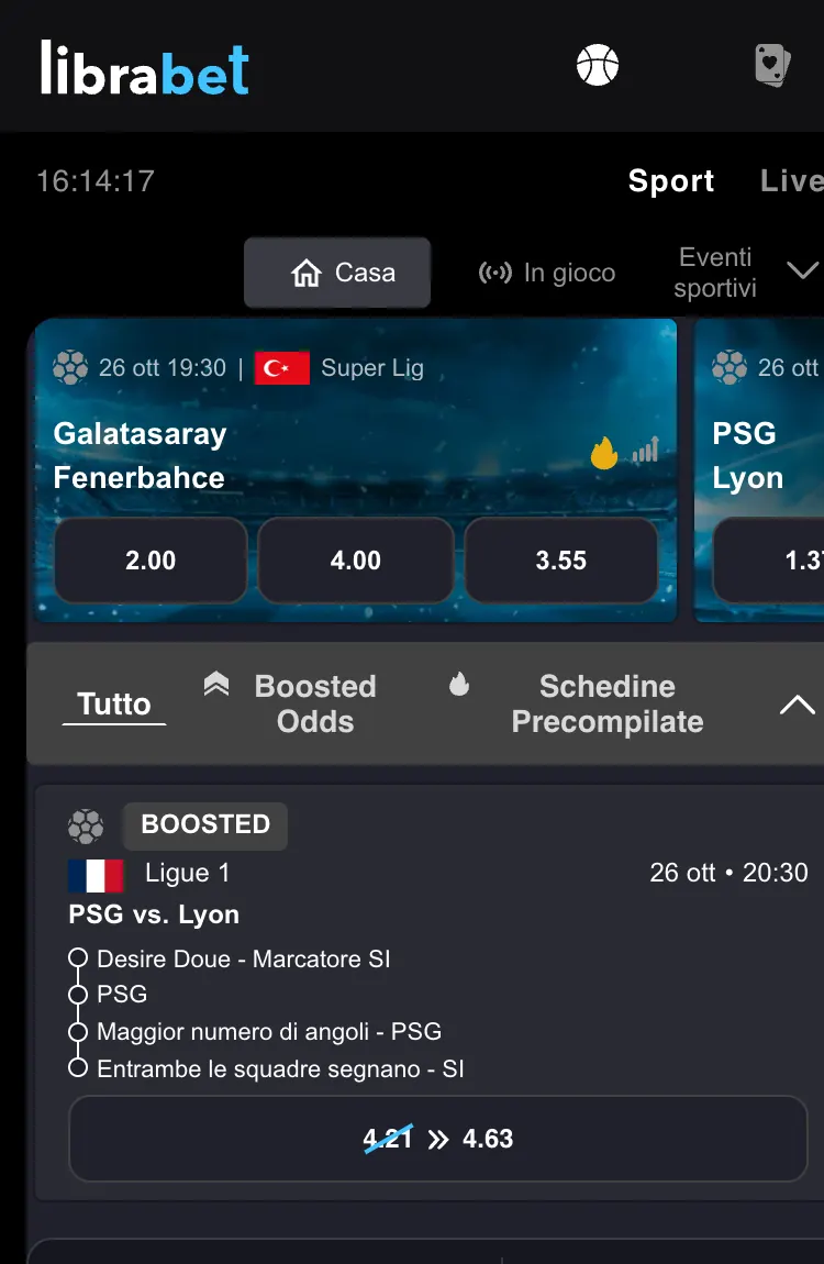 Librabet da telefono: le scommesse Librabet dal telefono: le scommesse con le partite in evidenza, le quote e i filtri per sport